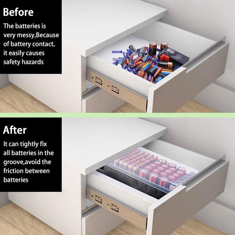 LUEXBOX Battery Organizer Storage Case Holder with Tester Holds 98