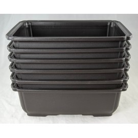 Yubonzai Japanese Heavy Duty Dark Brown Rectangular Plastic Bonsai Training Pot, Cactus & Succulent Planter - 10.5"x 7.75"x 3.5" (6 Pots)