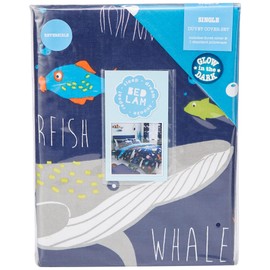 Bedlam Sea Life-Glow in The Dark Duvet Cover Set, Multicolour, Single