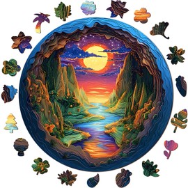 NiArt 200PCS Wooden Jigsaw Puzzle for Adults, 11.1" x 11.2" Finished Size with Precision Laser-Cut Pieces, Fun and Relaxing Puzzle for Stress Relief, Family Game Night, Creative Home Decor (Landscape)