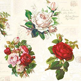 20 Napkins English Roses Vintage | Flowers | Crafts | Decoupage Technique 33 x 33 cm