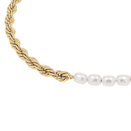 NOELANI Fußkette Edelstahl Damen Sommerschmuck, mit Muschelkernperle, 22+5 cm, Weiß, Kommt in Schmuck Geschenk Box, 2039665