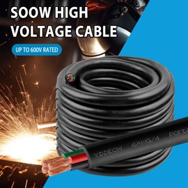YDDECW 5ft 6/4 6 AWG Portable Power Cable (4 Conductor) - SOOW 600V 6 Gauge Electric Wire for Motor Leads, Portable Lights, Battery Chargers and Machinery - 4 Conductor - 5 Feet Electrical Cord