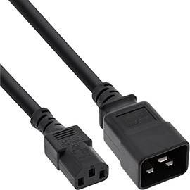 InLine 16659C Mains Adaptor Cable, IEC-60320 C20 to C13, 3 x 1.5 mm², Max. 10 A, Black, 1 m