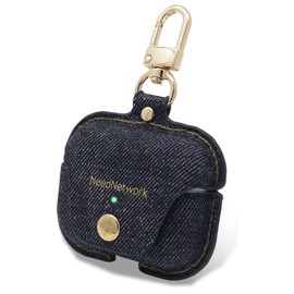 NeedNetwork AirPods Pro Case, Okayama Denim, Carabiner Included, LED Visible Cover, Shockproof, Wireless Charging, Full Protection, Drop Prevention