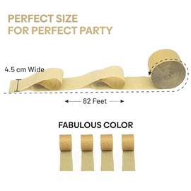 Captain D√©cor 4 Gold Streamers, 328ft Pack of Streamers Party Decorations, Gold Party Streamer, Birthday Streamers & Other Decor(1.8 inch x 82 ft/Roll)