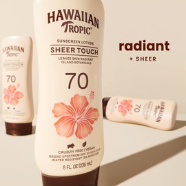 Hawaiian Tropic Hawaiian Tropic Sheer Touch Ultra Radiance Lotion Sunscreen SPF 70, 8oz | Hawaiian Tropic Sunscreen SPF 70, Sunblock, Broad Spectrum Sunscreen, Oxybenzone Free Sunscreen, Body Sunscreen, 8oz