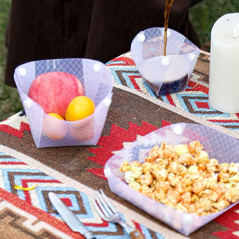 4Pcs Outdoor Folding Plates,Collapsible Plate,Portable Lightweight Multi-Purpose Combo Set,Food Grade