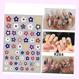 (Lot of 2 Sheets) Colorful Flower Nail Sticker Nail Decal Fun Nail DIY Waterproof for Nails Design Nail Art Stickers Decals Supplies Manicure Tips Sticker Colorful for Nail Decorations