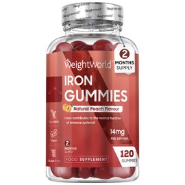 Iron Gummies 14mg – 120 Vegan Ferrous Fumarate Gummies(2 Months Supply) - Alternative to Iron Tablets – Natural Peach Flavour Iron Supplements for Women and Men - Immune & Energy Supplements