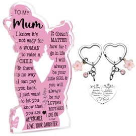 Merclix Best Mum Gifts from Daughter Keyring Plaque Mummy Christmas Mothers Day Birthday Present