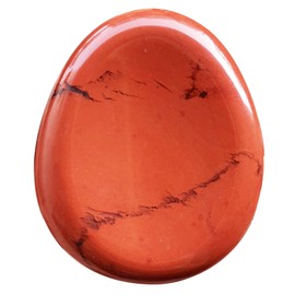 Neyisaa 2Pcs Natural Crystal Thumb Worry Stone, Hand Carved Teardrop Pocket Stones for Anxiety Stress Relief Meditation Healing Reiki, Black Obsidian & Red Jasper