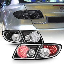 ACANII - For 2003-2008 Mazda6 4-Door Sedan Black LED Tail Lights Brake Lamps Left+Right 4Pcs