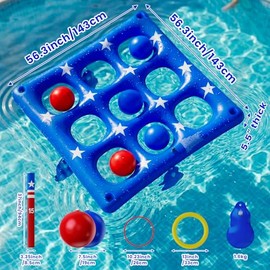 Pool Party Toys Games Set - Giant Inflatable Tic Tac Toe Float Game, Outdoor Pool Games for Adults Kids Family Pool Toys for 2-10 Players, Fun Swimming Beach Yard Activities with 10 Balls for Ages 6+
