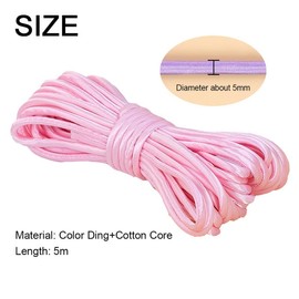 5 Meters Satin Stretch Cord Light Pink 5MM Wide Satin Cord for Sewing Weaving Top Dressmaking