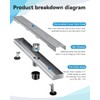 HTOH Linear Shower Drain 36 Inch, 304 Stainless Steel Shower