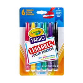 Crayola Erasable Poster Markers, Poster Board Markers, Cool School Supplies, 6ct