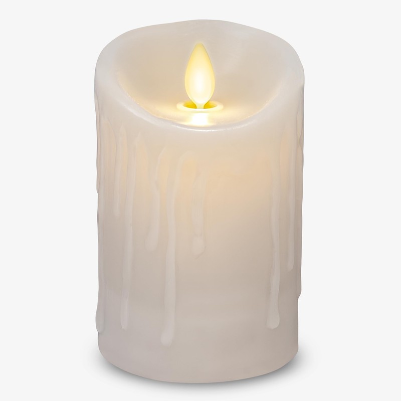 Luminara Wax Drip Flameless LED Candle, White 3" x 4.5",