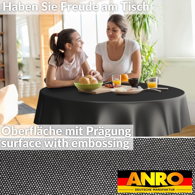 ANRO Oilcloth Tablecloth, Washable, Oilcloth, Garden Tablecloth, Outdoor, Indoor, Round,