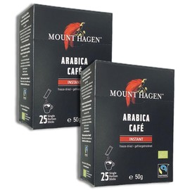 Mount Hagen Organic Fair Trade Instant Coffee Stick Mount Hagen [1.8 oz (50 g) (2 g x 25P)] (2 Boxes, Caffeine)
