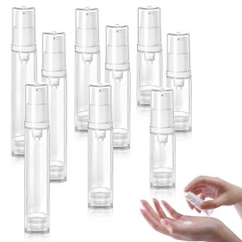 GIUSOBG Pack of 9 Airless Pump Dispenser Hand Cream Dispenser 5 ml, 10 ml, 15 ml, Airless Portable Cream Dispenser, Small Travel Bottles for Filling, Portable Cream Pump Dispenser for Travel Home Use