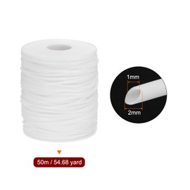 HARFINGTON Hollow Pipe Rubber Cords 54.6 Yards Length 2mm Hollow Tube Silicone Tubing with 1mm Hole for DIY Jewelry Making Necklaces Bracelet, White