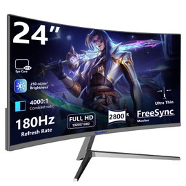 Sealan 24 Inch Curved Gaming Monitor Full HD 1080P Frameless AMD FreeSync Eye Care DisplayPort HDMI Wall Mountable 250cd/m² Brightness 99% sRGB AMD FreeSync Flicker-Free Blue Light Filter