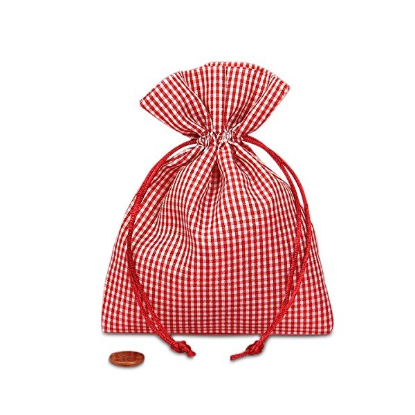 Red Gingham Bags | Quantity: 12 | Width: 4"