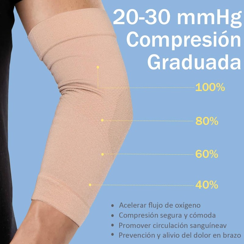 Manga de Compresión para Brazo Alta Elasticidad Transpirable Beige L