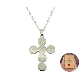 Only faith Women's Cross Necklace Stainless Steel Cross Pendant Necklace 45 cm with Envelope or Gift Box, Standard, Stainless Steel, Not Applicable, Stainless Steel, Not Applicable