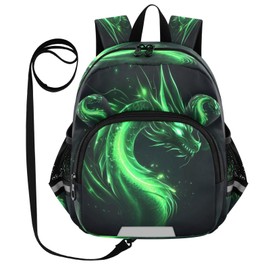 Mini Backpack Child Backpacks Toddler Backpack Travel Bag Flying Beaming Green Dragon for Kindergarten Elementary Boys Girls