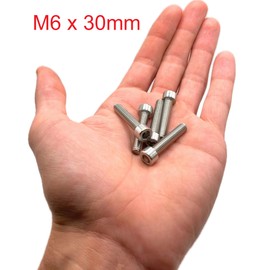 Screws Stainless Steel M6 x 30 mm Cylinder Head BTR Diameter 6 x 30 mm | Screw M6 x 30 mm CHC Allen Key | Stainless Steel A2-70 (V2A/304) | ISO 4762 / DIN 912: Pack of 10 ProRaje