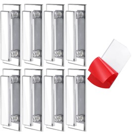 Weysat 8 Pcs Mirror Closet Door Pulls Handle Adhesive Self Stick Acrylic Drawer Handle Knob Large Clear Instant Stick on Knobs for Closet Cabinet Wardrobe Windows Dresser Sliding Door (5 x 2 Inch)