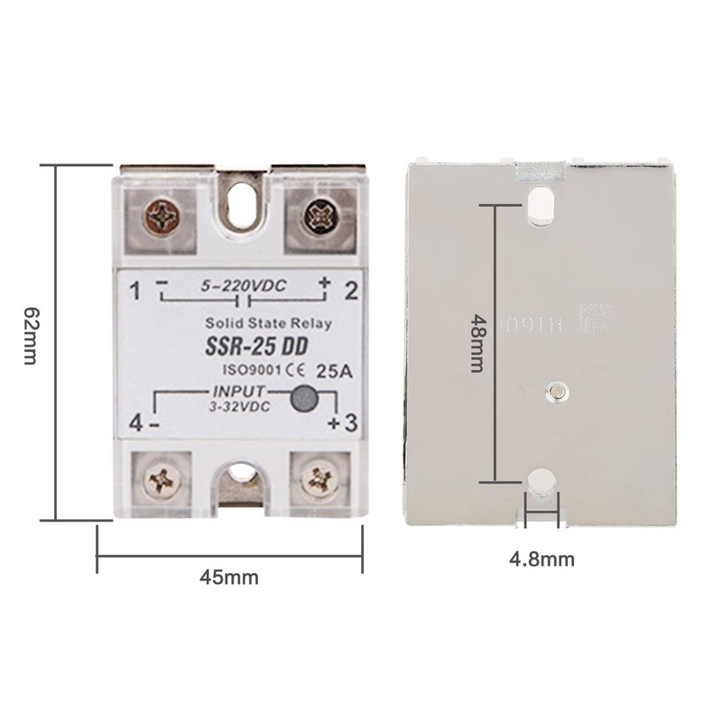 Jadeshay Solid State Relay SSR-25 DD 25A 5-220VDC SSR Solid