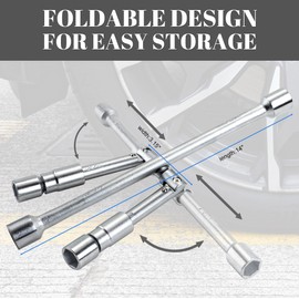CARTMAN 14 Inch Universal Folding Lug Wrench 4 Way Tire Iron Wrench