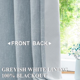 Vision Home Chambray Blue Full Blackout Curtains 84 inch for Bedroom Living Room Darkening Soundproof Window Panels Thermal Insulated Rod Pocket Back Tab Grayish Blue Drapes 2 Panels 50" Wx84 L