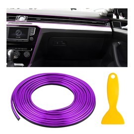 DXNQ Car Interior Trim Strips, 16.4ft Self Adhesive Electroplating Insert Molding Trim, DIY Moulding Trim Strip Line for Car Air Vent Door Dashboard Decorations, Car Accessories (Purple)