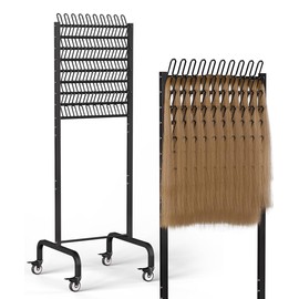 Tigerden 90 Pegs Braiding Hair Rack, Adjustable Hair Separator Stand with Wheels, Hair Extension Holder for Hair Stylists, Braiders, Home, Salon, Beauty School, Black