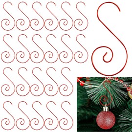 Pack of 120 Ball Hangers, Christmas Ornament Hooks, S Shape Hangers for Christmas Baubles, Silver Christmas Tree Hangers, Hooks for Christmas Baubles, Christmas Tree Decoration (Red)
