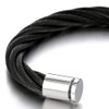 COOLSTEELANDBEYOND Large Elastic Adjustable Steel Twisted Cable Cuff Bangle Bracelet