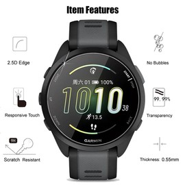 (4 Pack) Screen Protector For Garmin Forerunner 165 Music / 165 Tempered Glass, HD Clear, Anti Scratch