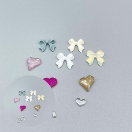 Ribbon Heart Crystal Nail Parts Gel Nail Cubic Gel Nail Parts Nail Materials F. Ribbon (transparent) 26ea