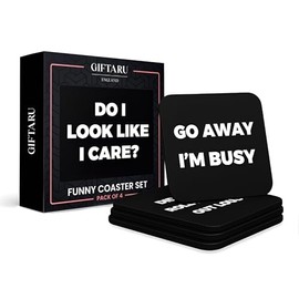 GIFTARU Funny Coaster Set of 4 - Funny Gift for friends and colleagues - Office Secret Santa - Leaving Gift