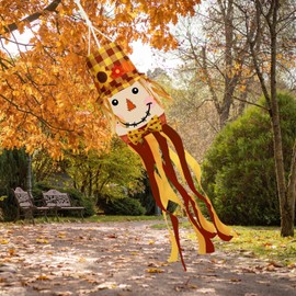 NOVWANG Fall Scarecrow Windsock, Front Door Wind Sock Autumn Windsock Thanksgiving Outdoor Hanging Scarecrow Decorations for Home Farmhouse Garden Yard Decor