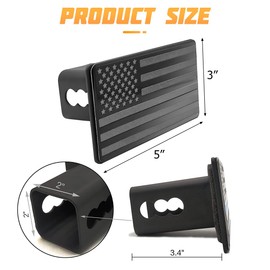 AICEL American Flag Metal Trailer Hitch Cover, USA Patriotic Flag Dust Plug, Stainless Steel Flag Emblem Guard for 2 Inch Tow Rear Receivers Square Mouth Protection Cover for Pickup Truck SUV