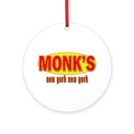 CafePress Seinfeld: Monk's Restaurant Round 4" MDF Holiday Ornament