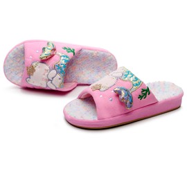 Kids Cat Slippers Household Anti-Slip Indoor Home Shoe for Girls and Boys11-12 little kid,Pink)