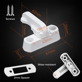 2pcs Sash Jammers Window Locks, Plastic Steel Casement Door and Window Lock White Zinc Cast Alloy Suitable for UPVC PVC Doors Windows Home Security