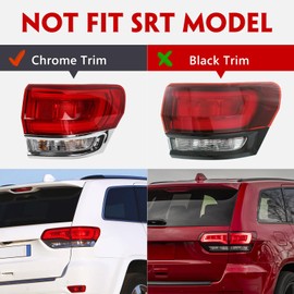 Huray Right Outer Tail Light for Jeep Grand Cherokee 2014-2021 Passenger Side Tail lamp Assembly Replacement Taillight Accessory (Laredo/Limited/Overland/Summit)