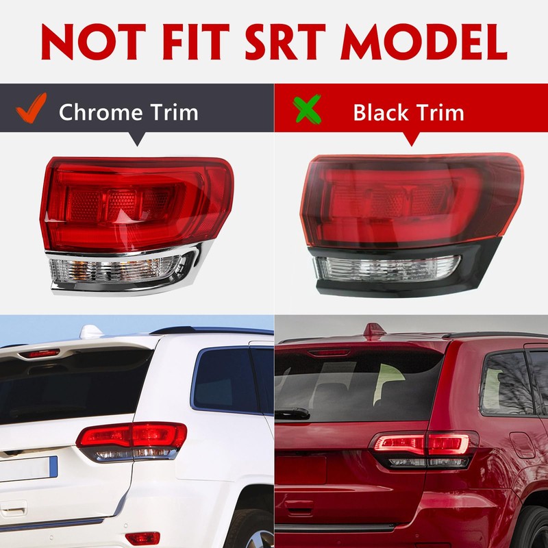Huray Right Outer Tail Light for Jeep Grand Cherokee 2014-2021